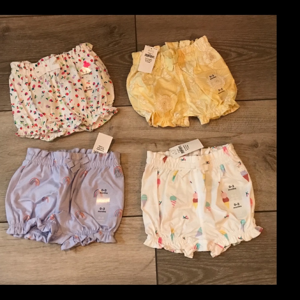 Baby Gap First 100% Organic Cotton Pull-On Shorts 0-3 Months  Set of (4 )   NWT